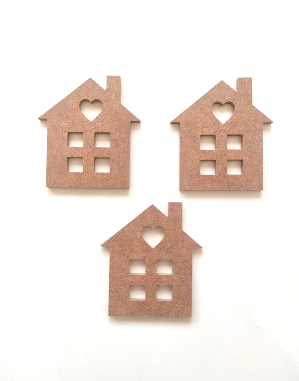 3 Lü Mini Pencereli Ev Ham Mdf Mini Ev