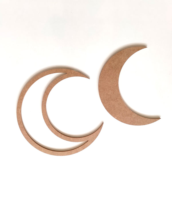 2 li Mdf Ay Ahşap Boyanabilir Hilal Set 30 cm