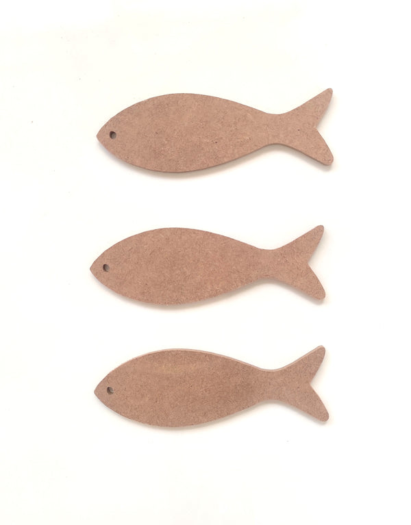 3'lü 18 Cm Ince Balık Seti Ham Mdf Boyanabilir / 6 Mm Kalınlık