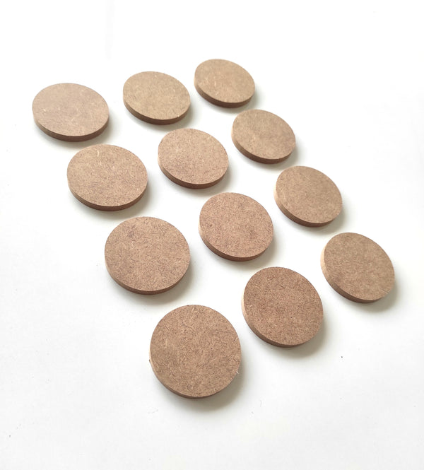 12'li Mini Çok Amaçlı Boyanabilir Yuvarlak Levha 5,5 Cm Ham Mdf