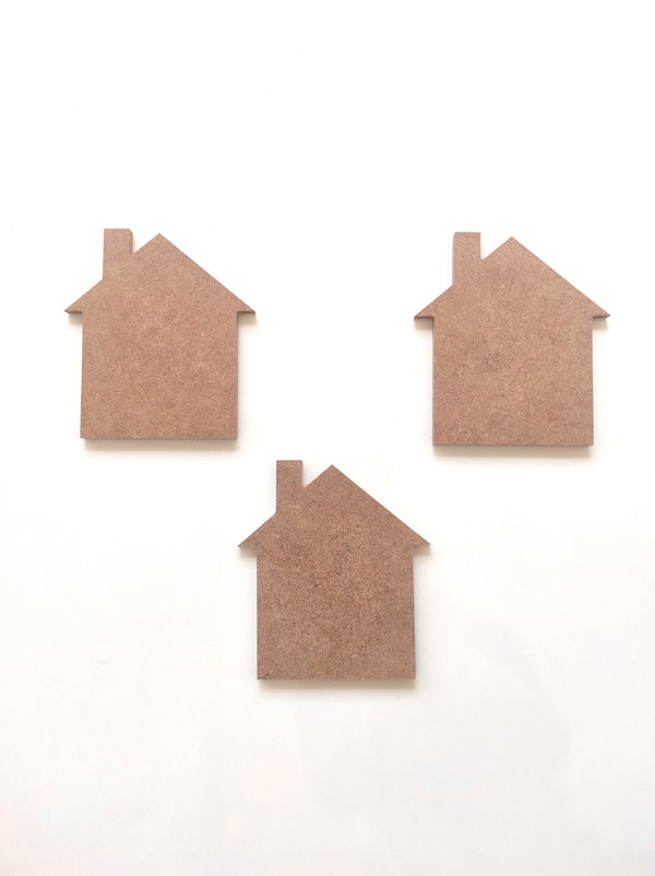 3 Lü Mini Ev / Ham Mdf Boyanabilir Mini Ev 11*10 Cm