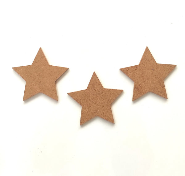 8 Cm Boyanabilir 3'lü Mini Yıldız Ham Mdf 6 Mm