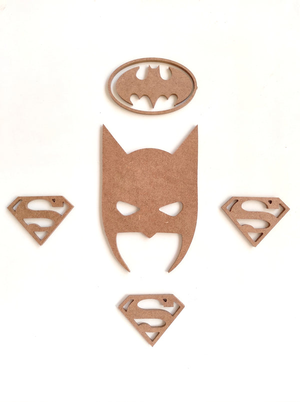 5 Parça Batman / Superman Figürleri Boyanabilir Ham Mdf 6 Mm