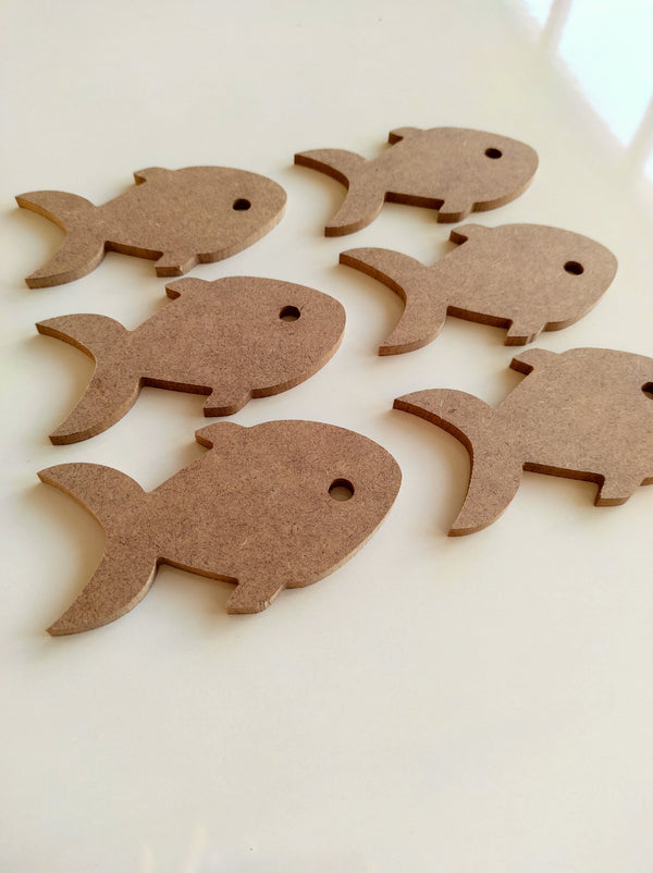 6'lı Mini Balık Seti Ham Mdf 6 Mm Boyanabilir