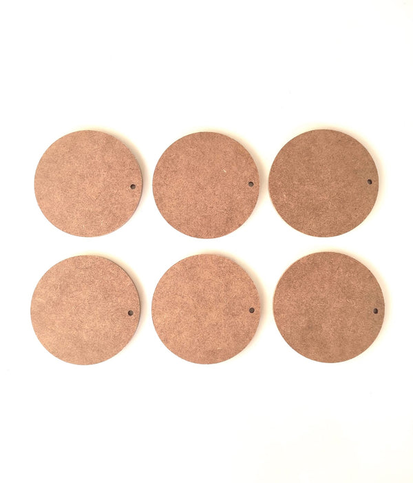 6'lı Daire 12 Cm Boyanabilir Delikli Ham Mdf Yuvarlak Duvar Süsü